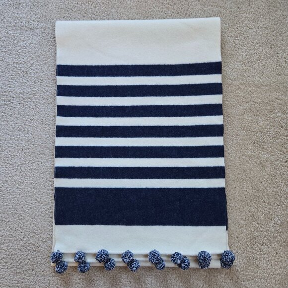 J. Crew Accessories - NWOT J. Crew Cream Wool Scarf with Navy Stripes